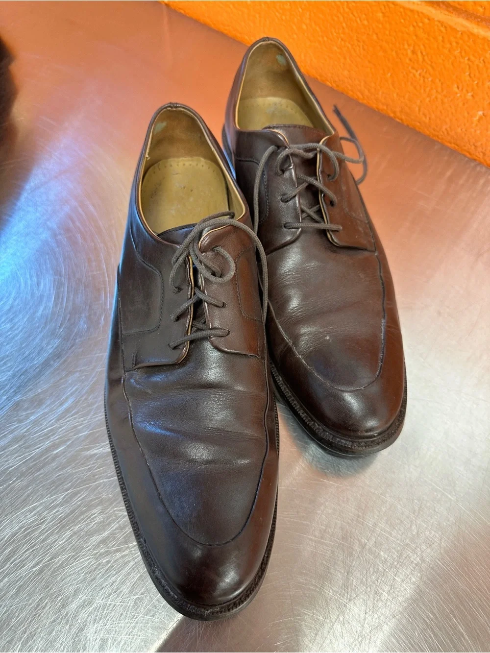 Cole Haan Grand.OS Brown Leather Apron Toe Derby Dress Shoes Men’s 9.5M